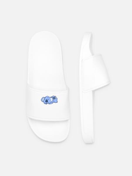 Koala Dad with Baby Koala - Men’s Pool Sliders - white