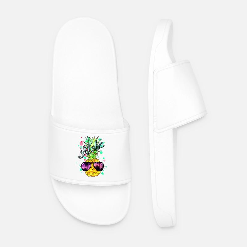 Aloha Ananas mit Sonnenbrille - Männer Badelatschen - Weiß