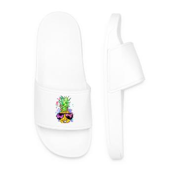 Ananas avec des lunettes de soleil fraîches - Claquettes Homme - blanc - Devant
