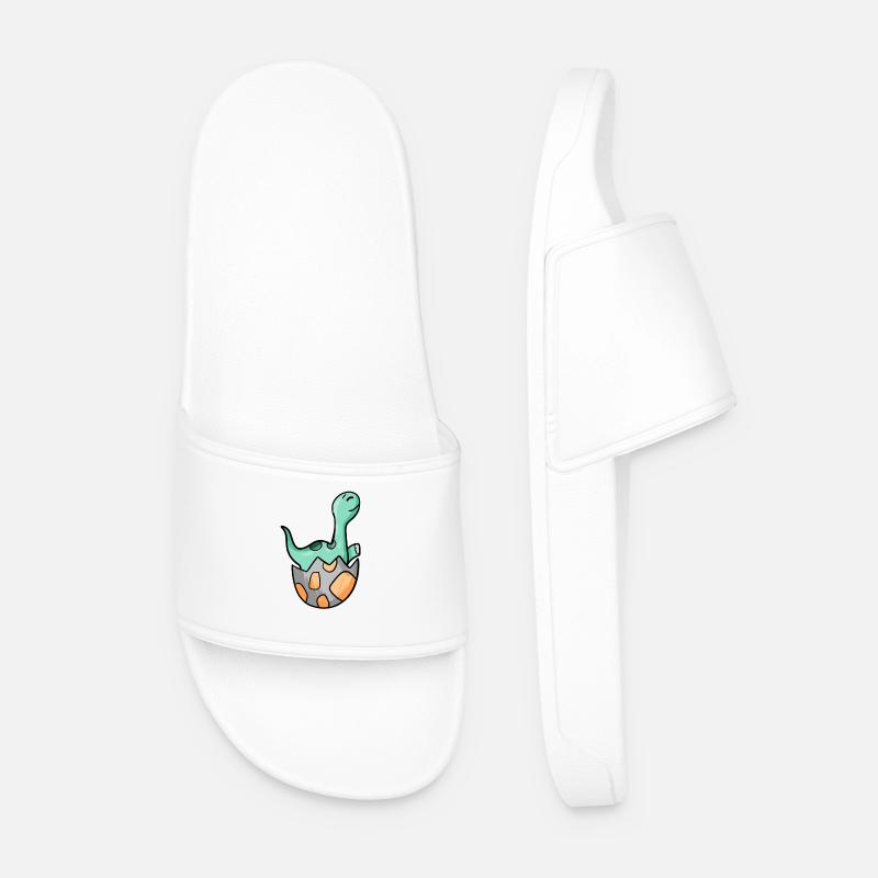 Dinosaur Egg Dino Motif - Men’s Pool Sliders - white