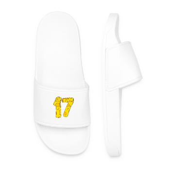17 years old cheese - 17th birthday gift - Men’s Pool Sliders - white - Front