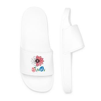Flower with Easter eggs, Happy Easter - Men’s Pool Sliders - white - Front