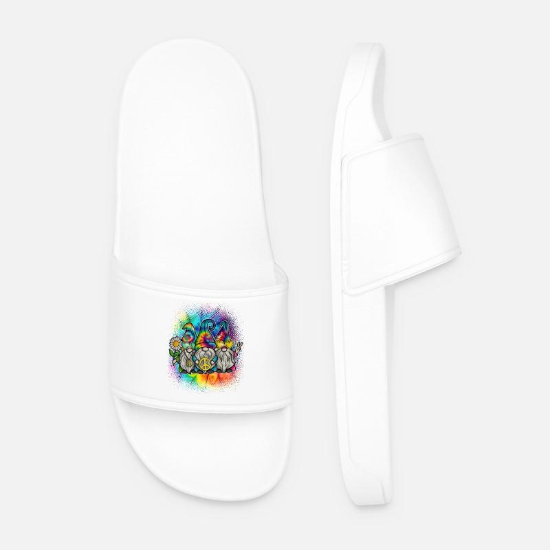 Hippie Gnomes Peace Tie Dye - Men’s Pool Sliders - white