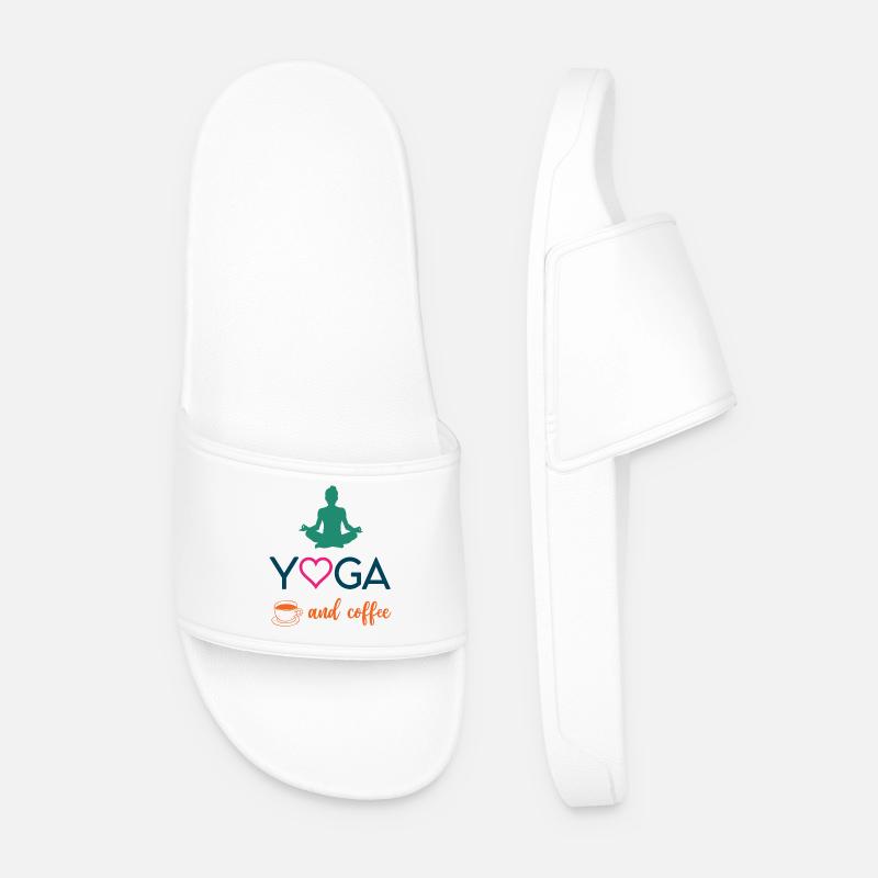 Yoga und Kaffee - Männer Badelatschen - Weiß