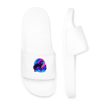 Colorful Wolf Neon Moon Synthwave - Men’s Pool Sliders - white - Front