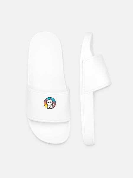 Cute cat Sunset design white - Men’s Pool Sliders - white
