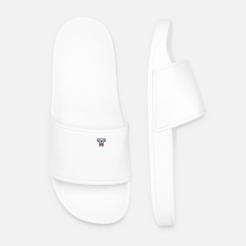 Koala Eats Watermelon Pocket - Men’s Pool Sliders - white