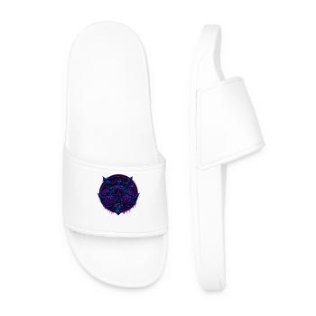 neon roses skull vaporwave - Men’s Pool Sliders - white - Front