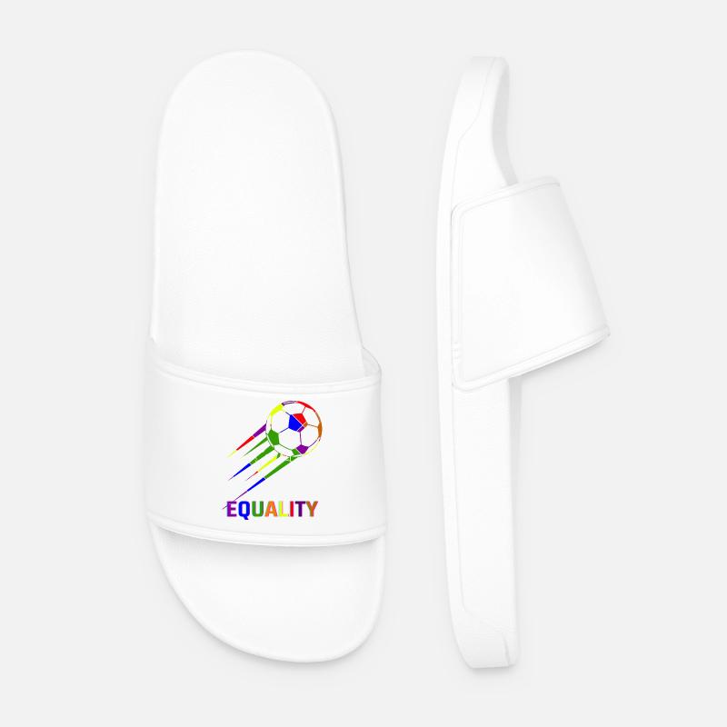 Soccer Rainbow World Cup Equality - Men’s Pool Sliders - white