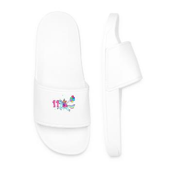 Avec licorne - Anniversaire de fille 11 ans - Claquettes Homme - blanc - Devant