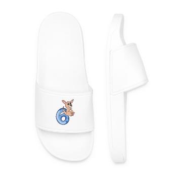 6th birthday motif kangaroo - six years - Men’s Pool Sliders - white - Front