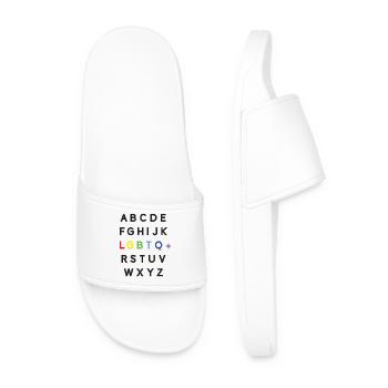 Pride Month LGBTQ - LGBTQ Alphabet - Men’s Pool Sliders - white - Front