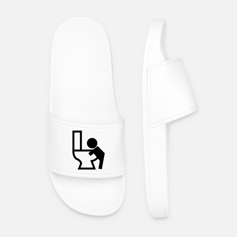 Vomiting Puck Sick - Men’s Pool Sliders - white