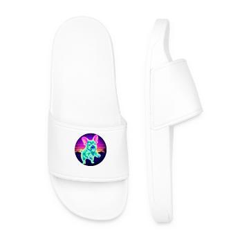 French Bulldog Neon Sunset - Men’s Pool Sliders - white - Front