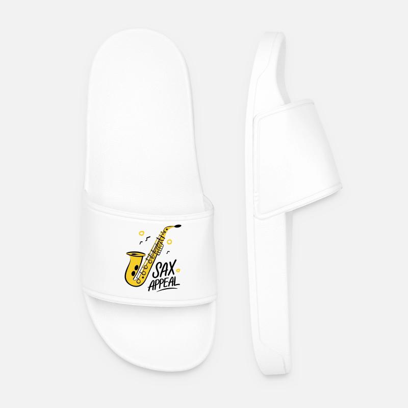 Saxophone Doré Jazz Graphique - Claquettes Homme - blanc