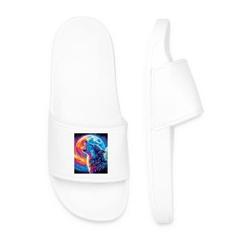 Wolf howls at the moon - Men’s Pool Sliders - white - Front