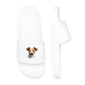 Dog Jack Russell - Men’s Pool Sliders - white - Front