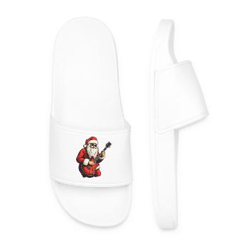 Weihnachtsmann Gitarre Weihnachten Musik - Männer Badelatschen - Weiß - Vorne