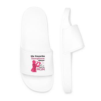 My Favorite Saxophone Player Calls Me Mom Family - Men’s Pool Sliders - white - Front