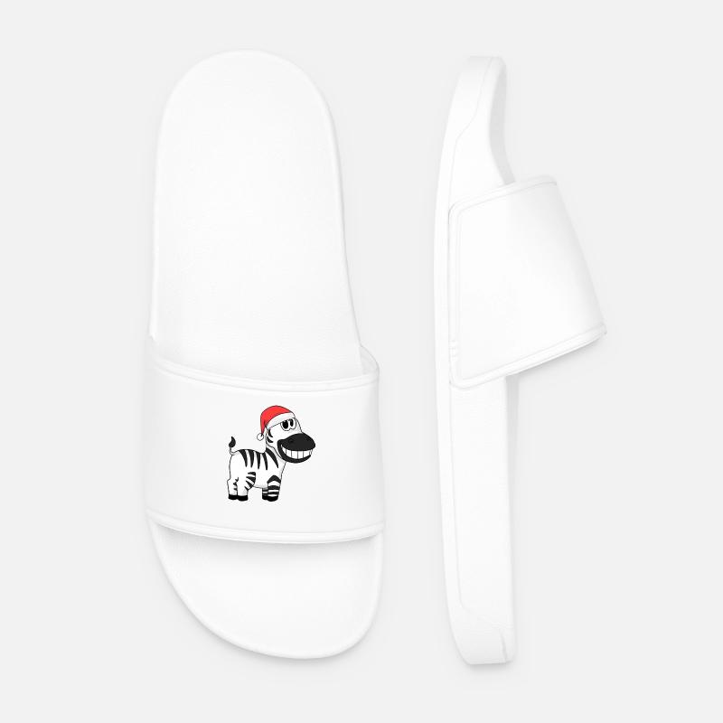Zebra Christmas - Men’s Pool Sliders - white