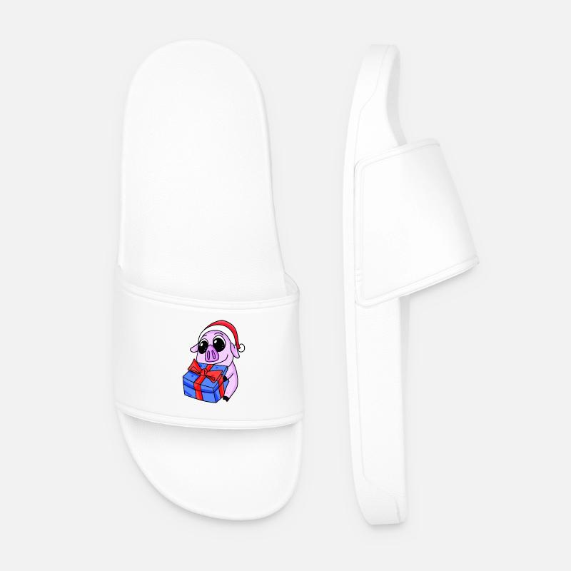Pig Christmas - Men’s Pool Sliders - white