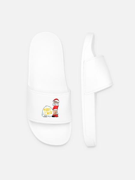 Santa Claus Funny - Men’s Pool Sliders - white