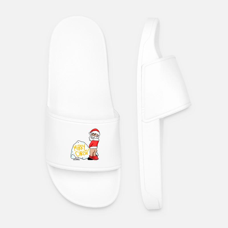 Santa Claus Funny - Men’s Pool Sliders - white
