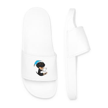 sleeping, tiredness, dog, dog breed, dachshund - Men’s Pool Sliders - white - Front