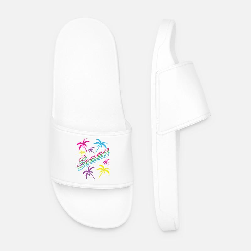 Neon Summer Palm Tree Feeling - Men’s Pool Sliders - white