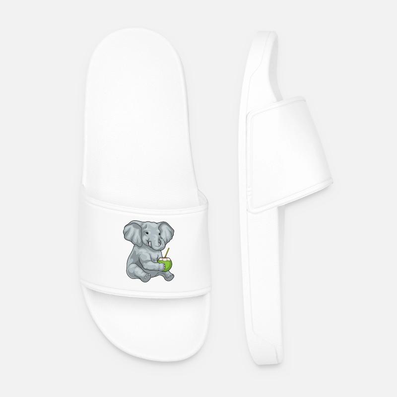 Elephant Coconut - Men’s Pool Sliders - white