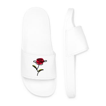 Fleur rouge une ligne art cadeau fête des mères - Claquettes Homme - blanc - Devant