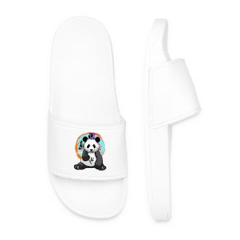 Asia Panda Bear Hat Wildlife Kids China Kid - Men’s Pool Sliders - white - Front