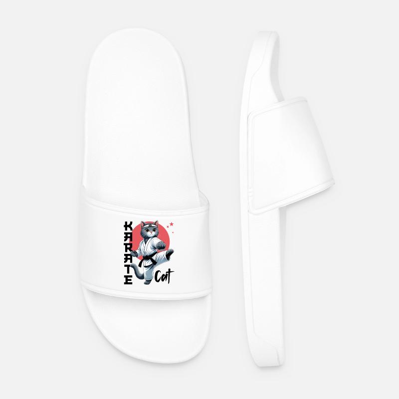 Karate Cat – Lustige Katze Kampfsport Design - Männer Badelatschen - Weiß