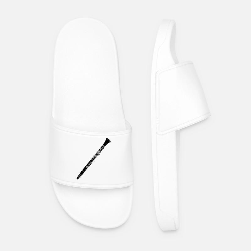 Clarinet Wind Instrument Transparent - Men’s Pool Sliders - white