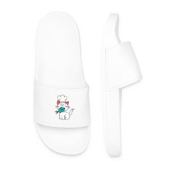 Chat, Poisson, Chef, Cuisine, Cuisinier À La Maison, Chats, Poisson - Claquettes Homme - blanc - Devant