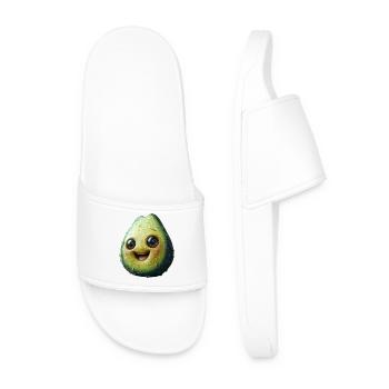 Lachende Avocado Große Augen Happy Shirt - Männer Badelatschen - Weiß - Vorne