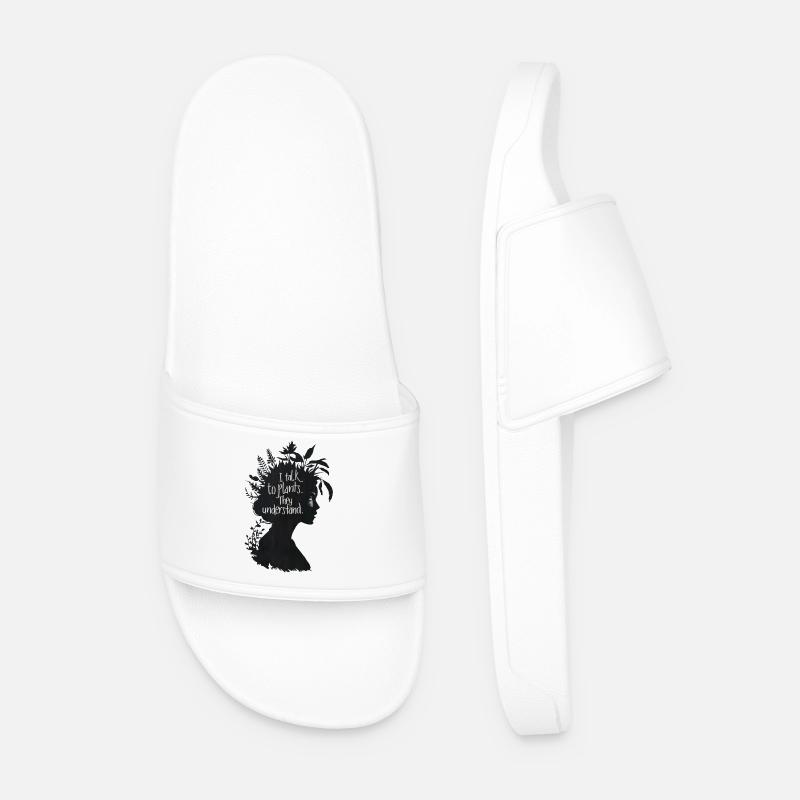 Plant Whisperer Understanding & Speaking - Men’s Pool Sliders - white