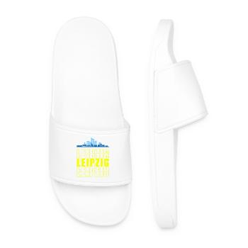 Trade Fair City Leipzig Saxony Silhouette Skyline - Men’s Pool Sliders - white - Front