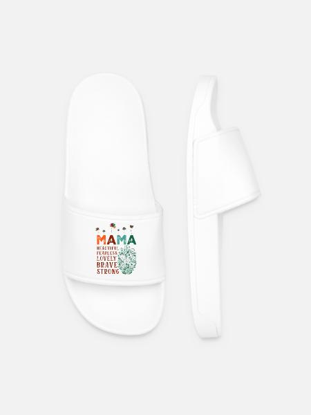 Mama - Beautiful, Fearless, Lovely, Brave, Strong - Men’s Pool Sliders - white