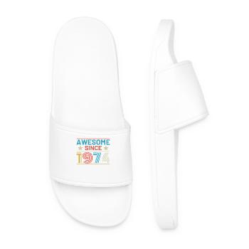 Birthday Awesome Since 1974 Retro - Men’s Pool Sliders - white - Front
