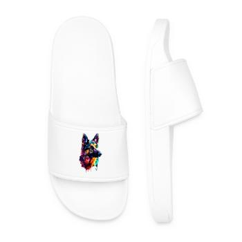 German Shepherd Bright Colors Pop Art Dog Shepherd Dogs - Men’s Pool Sliders - white - Front
