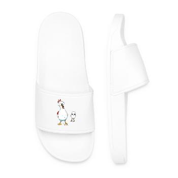 Poule, poule, oeuf, oeufs, poussin, bébé, volaille, poulets - Claquettes Homme - blanc - Devant