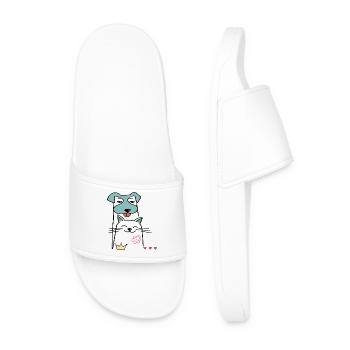 Dog and cat - Men’s Pool Sliders - white - Front
