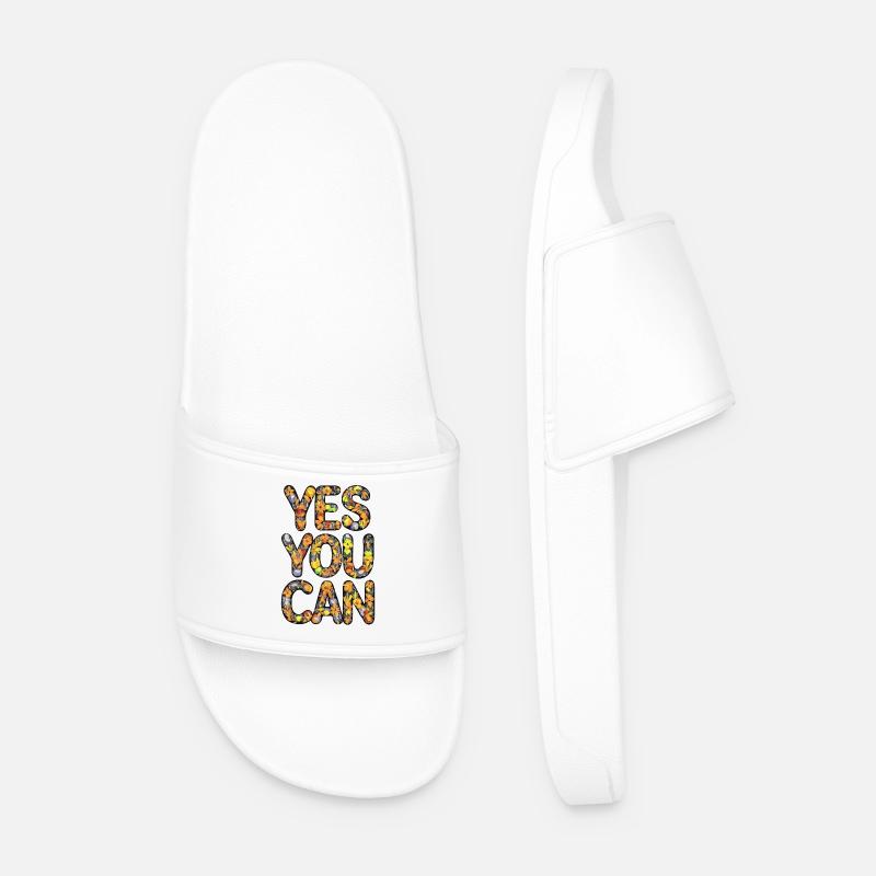 Flora Vrolijkheid Text Design - Men’s Pool Sliders - white