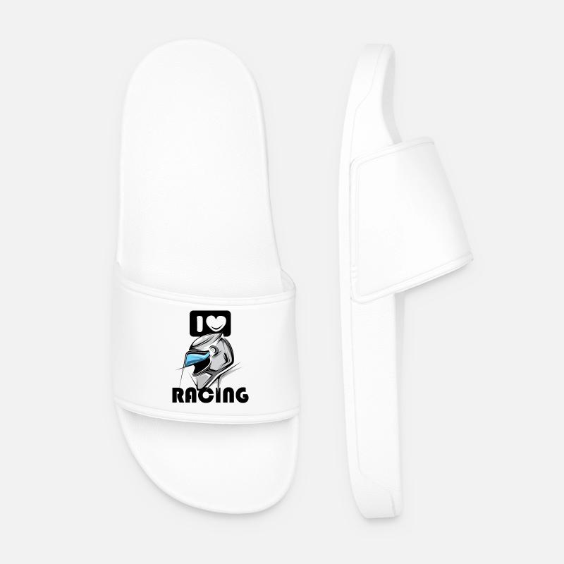 Amo il Casco Da Corsa Auto Moto Da Corsa Logo - Ciabatte per il mare da uomo - bianco