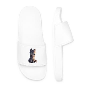 Loup Motif Loups Loup Meute Wolfhound Loup Mignon Loup - Claquettes Homme - blanc - Devant