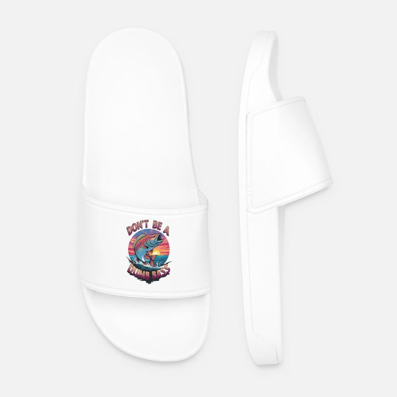Don't Be a Dumb Bass Visual - Men’s Pool Sliders - white