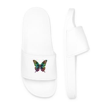Schmetterling Flügel Bunt Butterfly Schmetterlinge - Männer Badelatschen - Weiß - Vorne