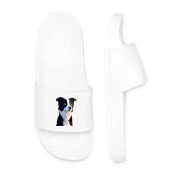 border collie chien amoureux chiot mignons collies - Claquettes Homme - blanc - Devant