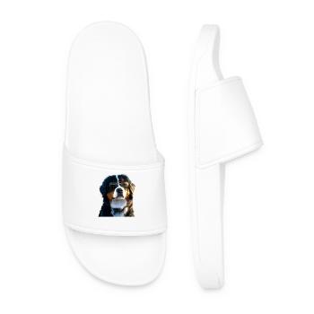 Bernese Mountain Dog Cute Dogs Swiss Mountain Dogs - Men’s Pool Sliders - white - Front